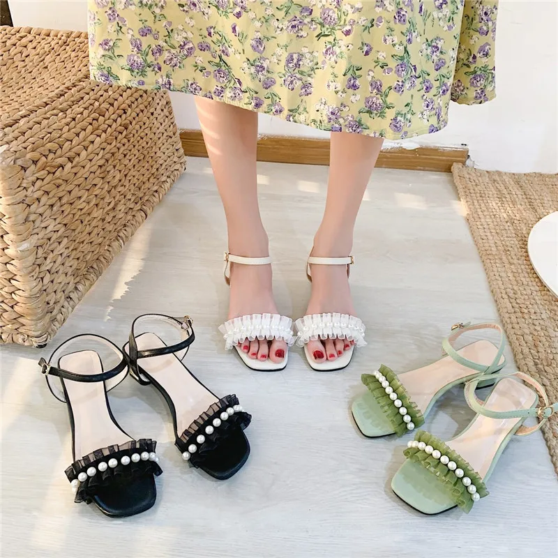 

2021 Sandals Buckle Strap Espadrilles Platform Spring Shoes Suit Female Beige Clear Heels All-Match Med New High Summer Black Pe