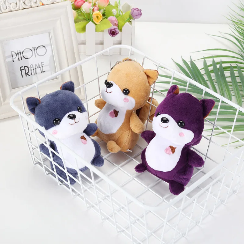 

14x8cm Kawaii Cartoon Mini Squirrel Key Chain Plush Stuffed Pendant Toy Animals Soft Keychain For Gift Wedding