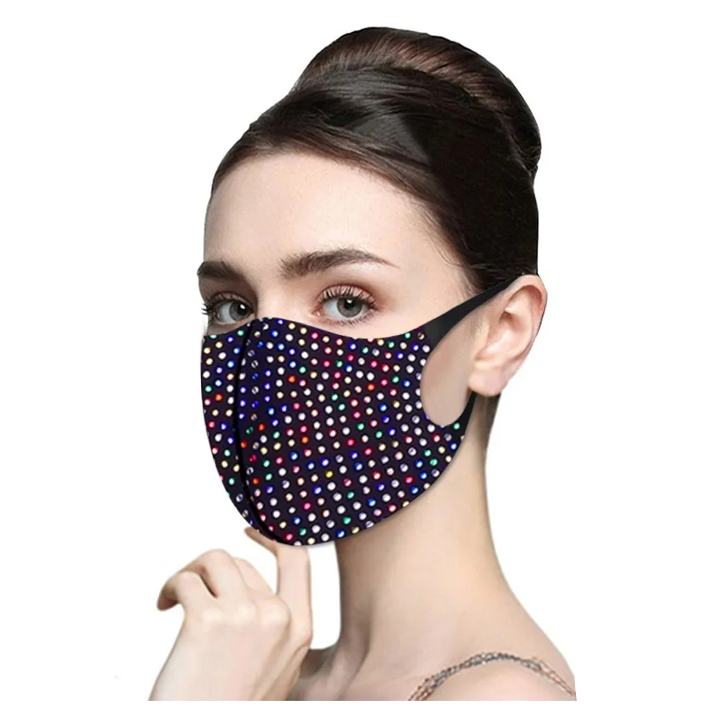 

Fashion Women Men Shiny Diamond Reusable Breathable Safe Protection Mask Friendly Skin Mask Multiple Protection Mask Mouth