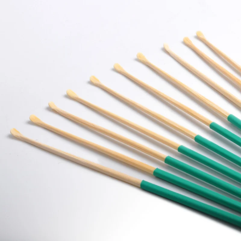 Бамбуковая деревянная ложка для чистки ушей противоскользящая Зеленая