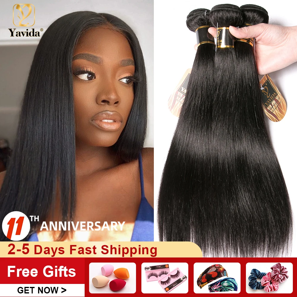 

Yavida Brazilian Bone Straight Human Hair Bulk Bundles 100% Human Hair Weave 3/4 Bundles Non-Remy Hair Weave Extensions Vendors