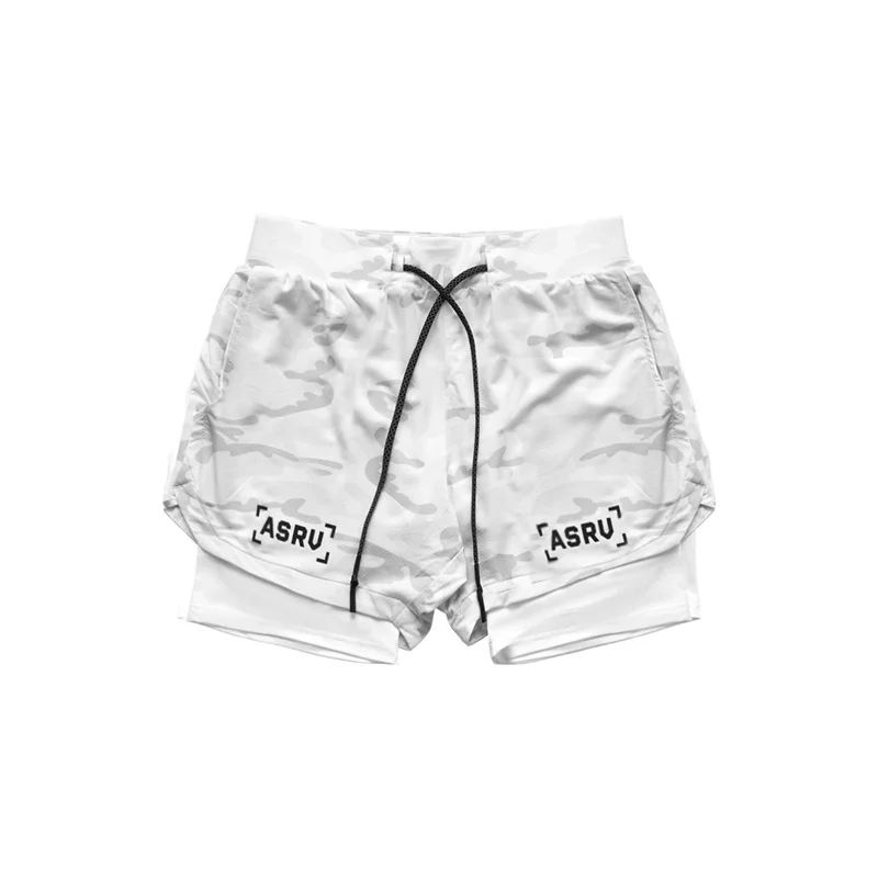 Шорты мужские спортивные 2 в 1 камуфляжные для тренировок сухой посадки бега