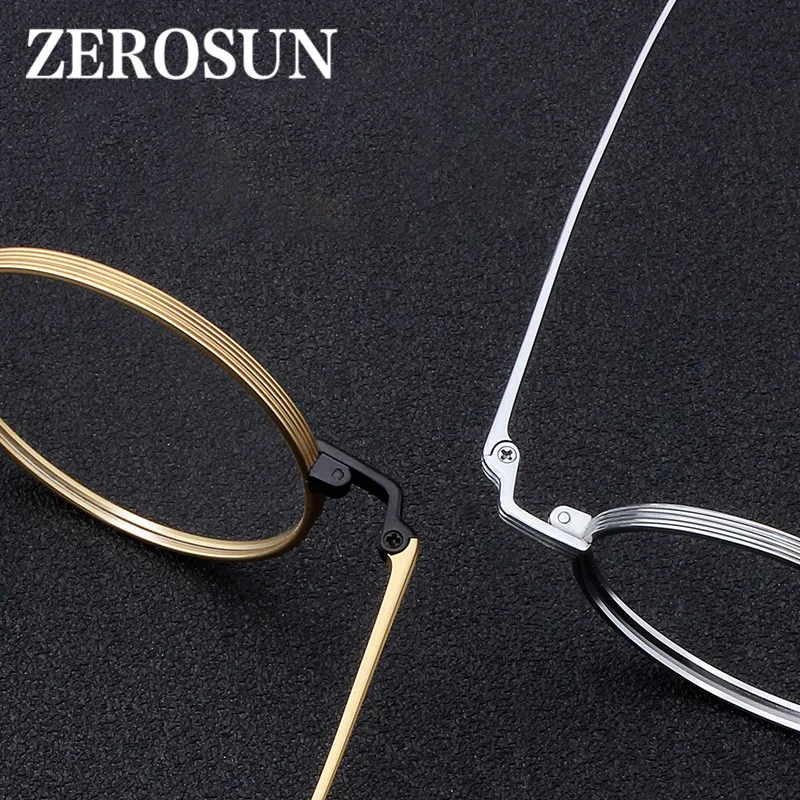 Оправа для очков Zerosun Мужская титановая небольшие круглые аксессуары чтения по