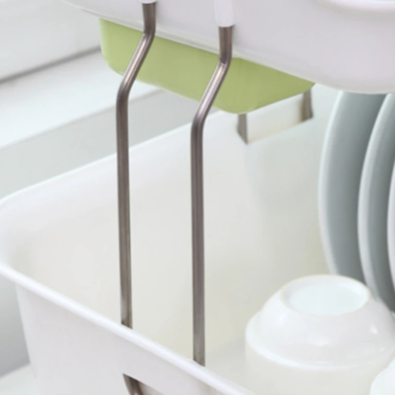 

Double-Deck Plastic Kitchen Cupboard Chopsticks Tableware Storage Box Multi-Layer Drain Rack Dishes Shelves