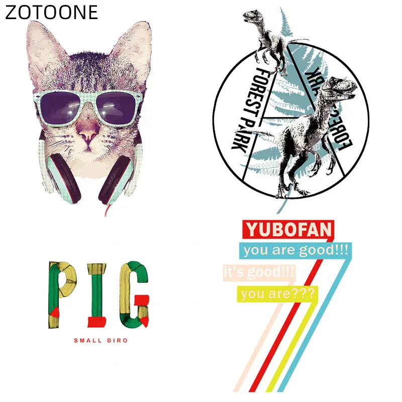 Детские Виниловые нашивки ZOTOONE термопереводные наклейки с картинками динозавров