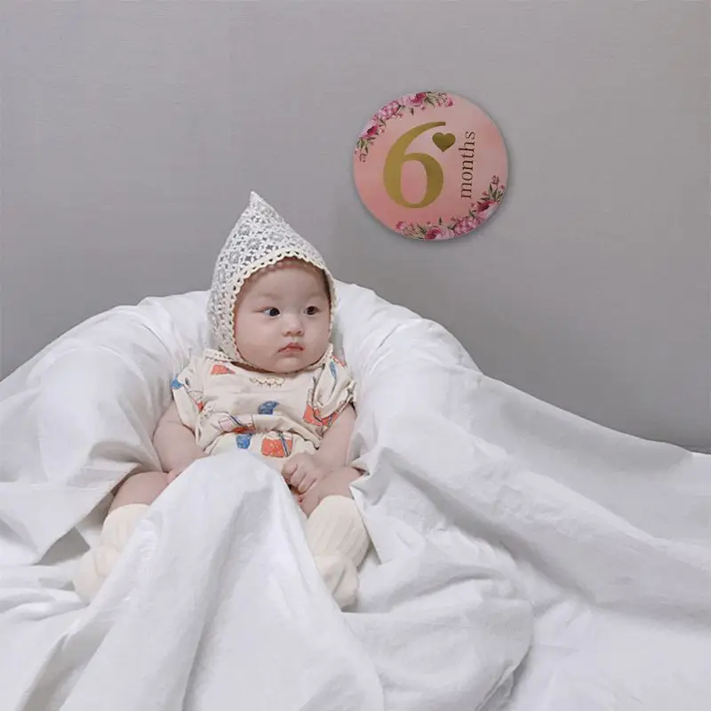 

12 Pcs/Set Month Sticker Baby Photography Milestone Memorial Monthly Newborn Kids Commemorative Card Number Photo Props