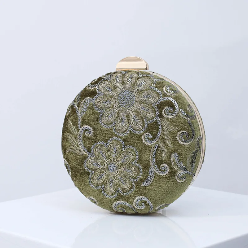 Велюровые вечерние сумки круглой формы клатч с цепочкой маленькие сумочки для