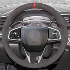 Сшитая вручную мягкая черная замша Чехлы рулевого колеса автомобиля для Honda Civic 10 2016-2021 CR-V CRV 2017-2021, четкость 2018-2021