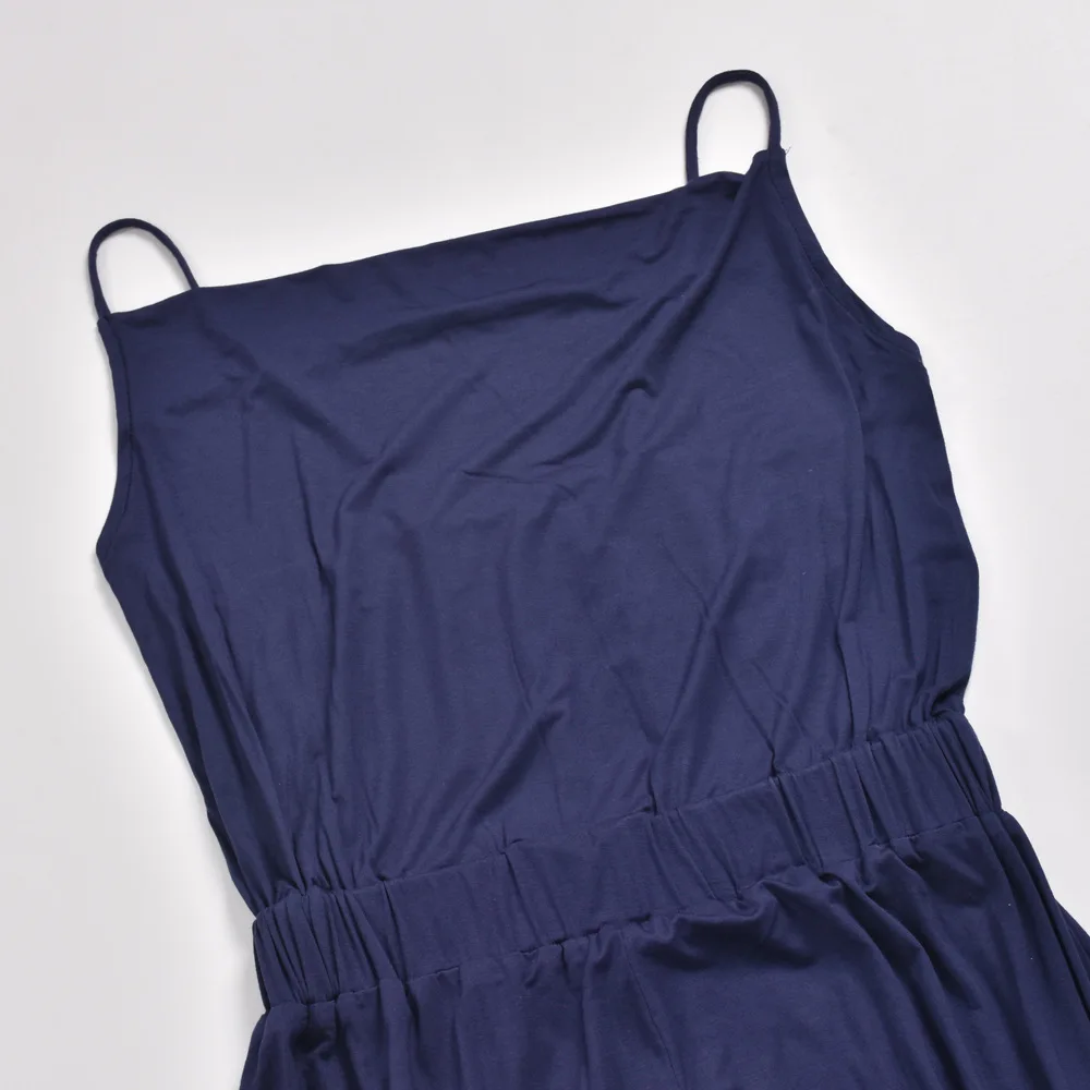 

Women Sexy V Neck Spaghetti Strap Jumpsuits 2021 Summer Casual Sling Wide-Leg Long Playsuits Loose Elastic Waist Long Rompers