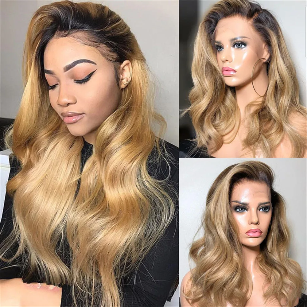 1b 27 человеческие волосы парик блонд на кружеве 150% плотность медовый кружевные