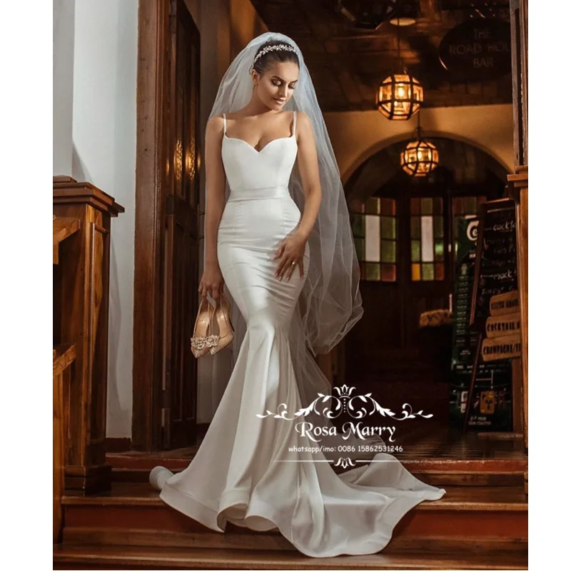 

Sexy Plus Size Simple Mermaid Wedding Dresses 2020 Cheap Long Satin Country Beach Satin Robe De Mariee Trumpet Bridal Gowns