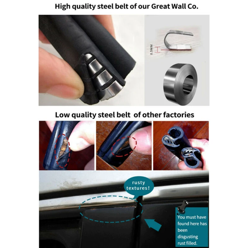 

300cm Car Sealing Strip Accessory Black Moulding Rubber Trim Wear resistant