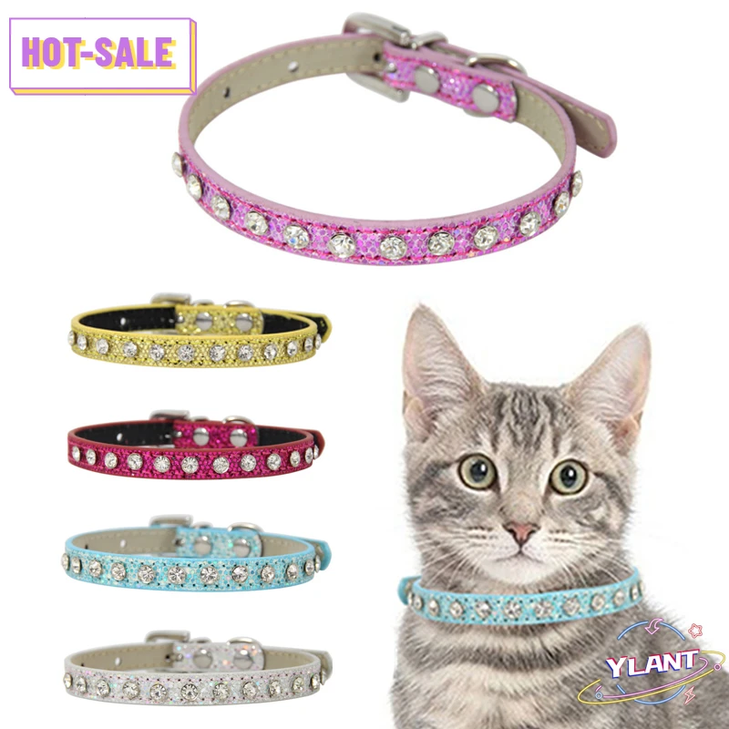 

PU diamante brillante de diamantes de cuero collares para perro cachorro de moda lindo Collar de Correa gatito accesorios