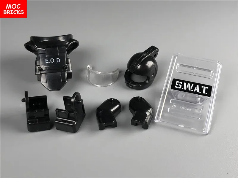 Распродажа комплектов детской кубики Moc взрывной костюм с Trans прозрачный SWAT щит армия, солдатики оружие DIY строительные блоки, игрушки для детей, подарки