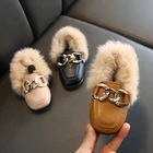 Черные детские ботинки на плоской подошве для девочек, модная зимняя теплая обувь для малышей, детские плюшевые ботинки принцессы с кроличьим мехом и квадратным носком для снега