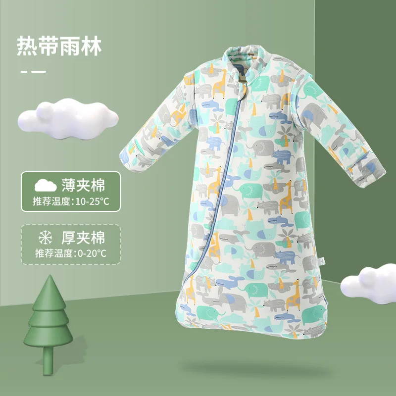 Осенне-зимний хлопковый спальный мешок для малышей со съемным рукавом мальчиков