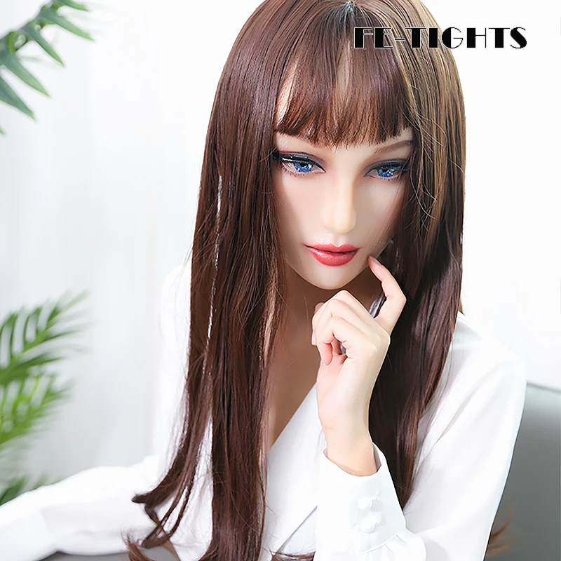 (M04A)Crossdress Full Head Realistic Silicone Young Girl Transgender Female Cosplay Mask Hui Luxury Makeup Fake Eyes/ Open Eyes |