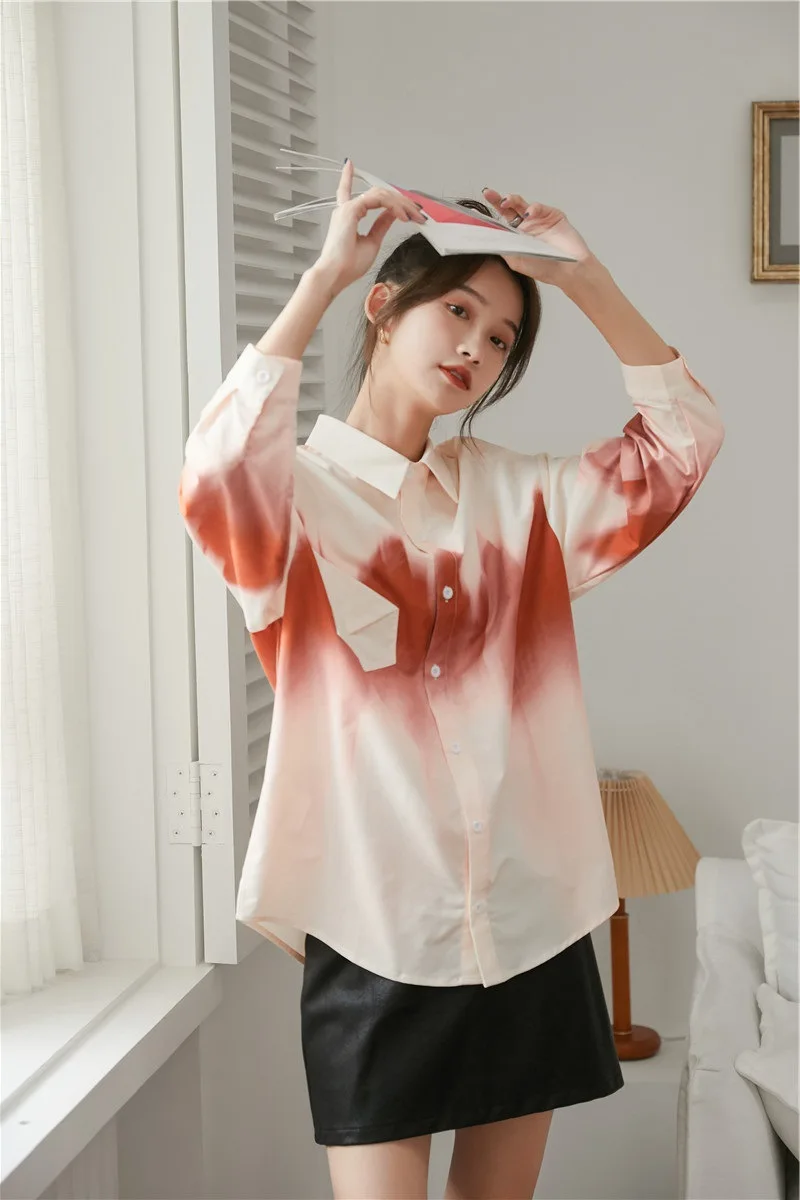 

2021 new fashion women's clothing Turn-down Collar Full shirts tops blouse