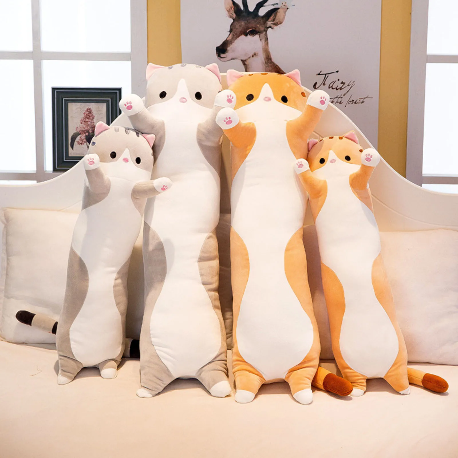 

50-130CM Cute Soft Long Cat Boyfriend Pillow Plush Toys Stuffed Pause Office Nap Sleep Pillow Cushion Gift Doll for Kids Girls