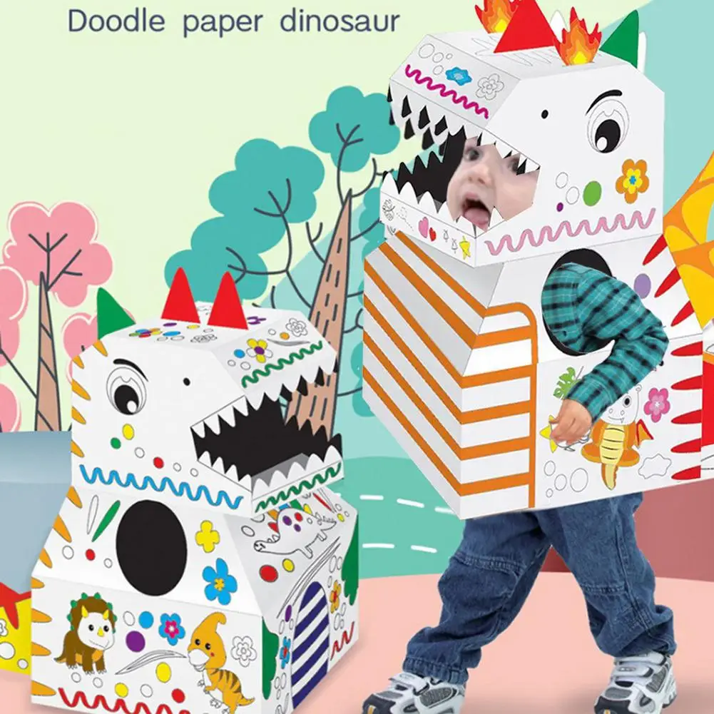

Wearable DIY Carton Toy Cardboard Boxes Cartoon Animal Dinosaur Crafts For Kids Gift Indoor Outdoor Fun Playing