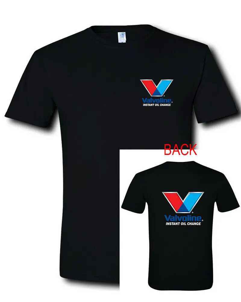 Двухсторонняя черная футболка Valvoline с мотором для мгновенного смены масла размер