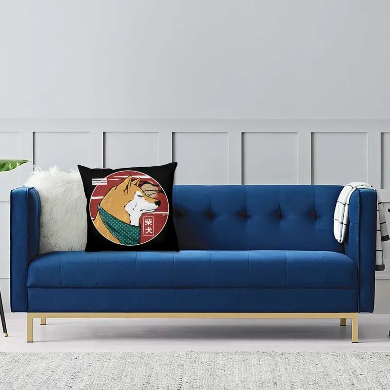 Модный чехол для диванной подушки Сиба-ину 55x55 см полиэстер подушка с японской