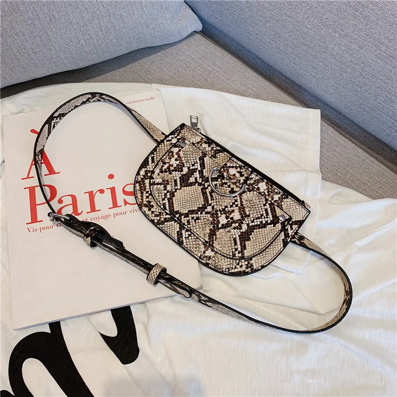 Женская поясная сумка с змеиным узором из искусственной кожи модная женская