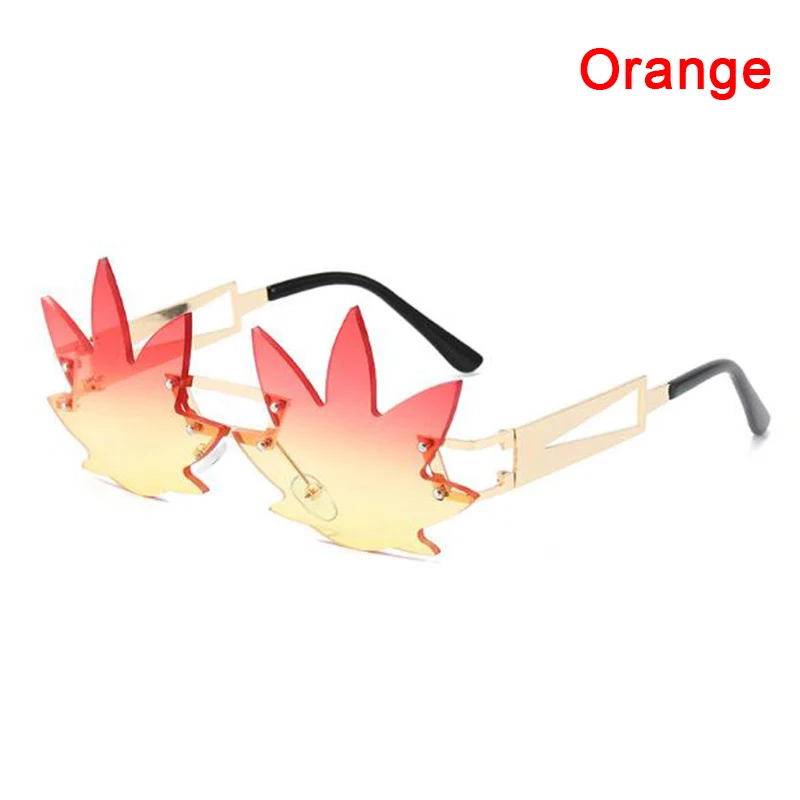 

Fashion Rimless Sunglasses Women Vintage Unique Maple Leaf Shape Steampunk Sunglasses Female Gafas Shades UV400 Feminino