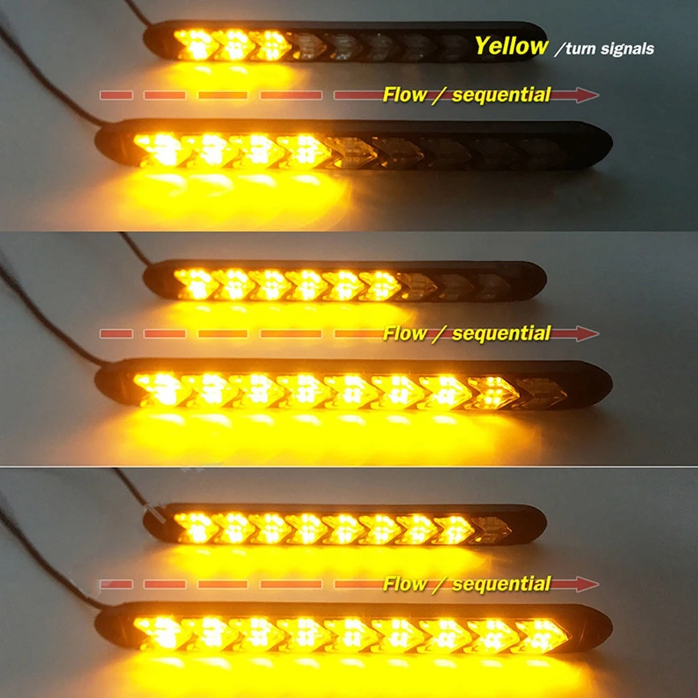 

ANMINGPU 1pair Car Universal DRL LED Daytime Running Light Sequential Flow DRL LED Strip Yellow Turn Signal Lamp for Headlights