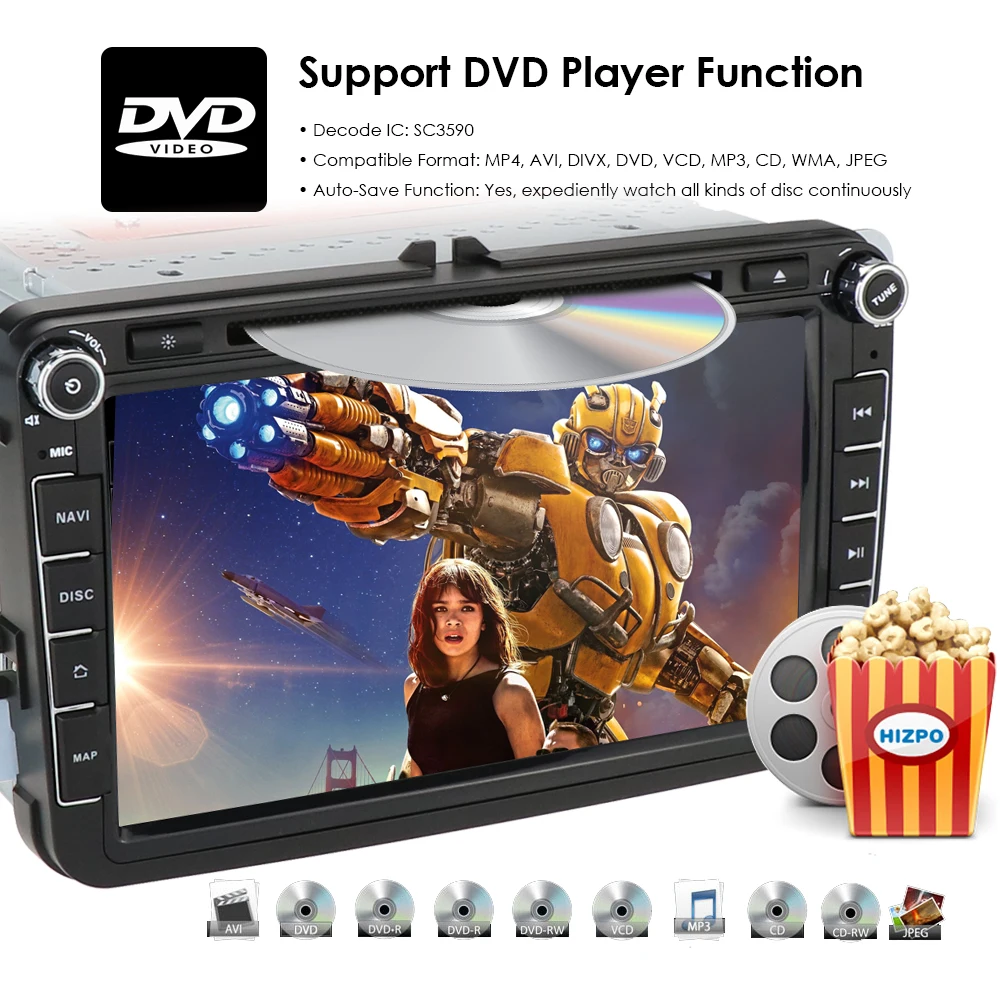 HIZPO 2din Android 9,0 Восьмиядерный 4 Гб ram автомобильный DVD для VW Passat CC Polo GOLF 5 6 Touran EOS T5 Sharan Jetta Tiguan gps Радио bt