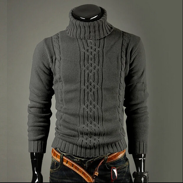 

Men's Sweater High Lapel Pullover Jacquard Sweater Men's Linen Turtle Neck Sweater Men Clothes Autumn Winter Fashion Clothes