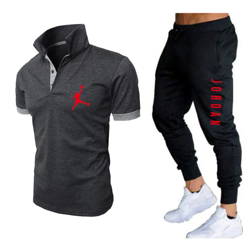 

hot sale brand 2 piece set men's T-shirt shorts summer polo short-sleeved trousers thin pants sportswear men's basketball shirt