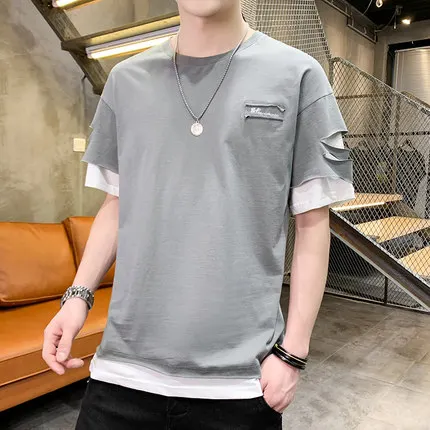 

Men's short sleeve t-shirt summer trend handsome casual half sleeve 102