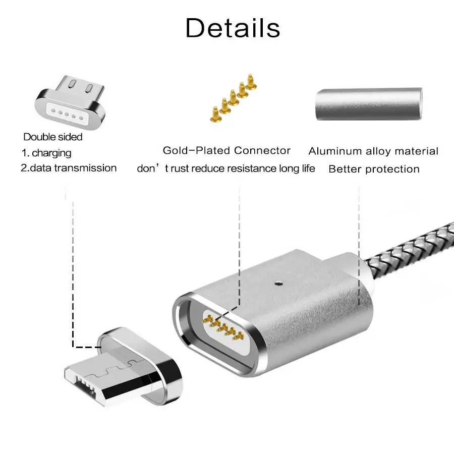 Фото 3/6/10ft Магнитный Micro Тип usb C IOS Зарядное устройство передачи данных кабель для iPhone и 3/6/10ft Магнитный Micro Тип usb C IOS Зарядное устройство передачи данных кабель для iPhone и