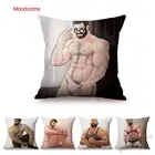 Популярный Сексуальный художественный Джок мышцы медведь Мультяшные эскизы милый уютный гордость домашнее украшение диванная Подушка Чехол из хлопка и льна наволочка