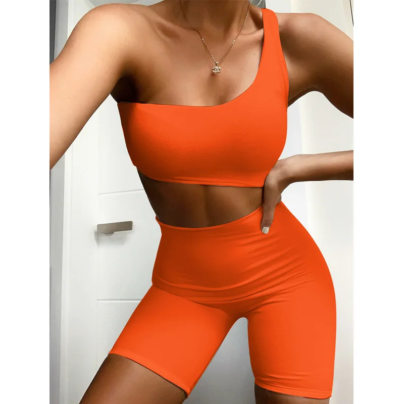 

Y2k Playsuit Bodycon Women Summer Clothing 2021 One Shoulder Hollow Out Romper Shorts Multicolor Sport Casual Outfit For Ladies