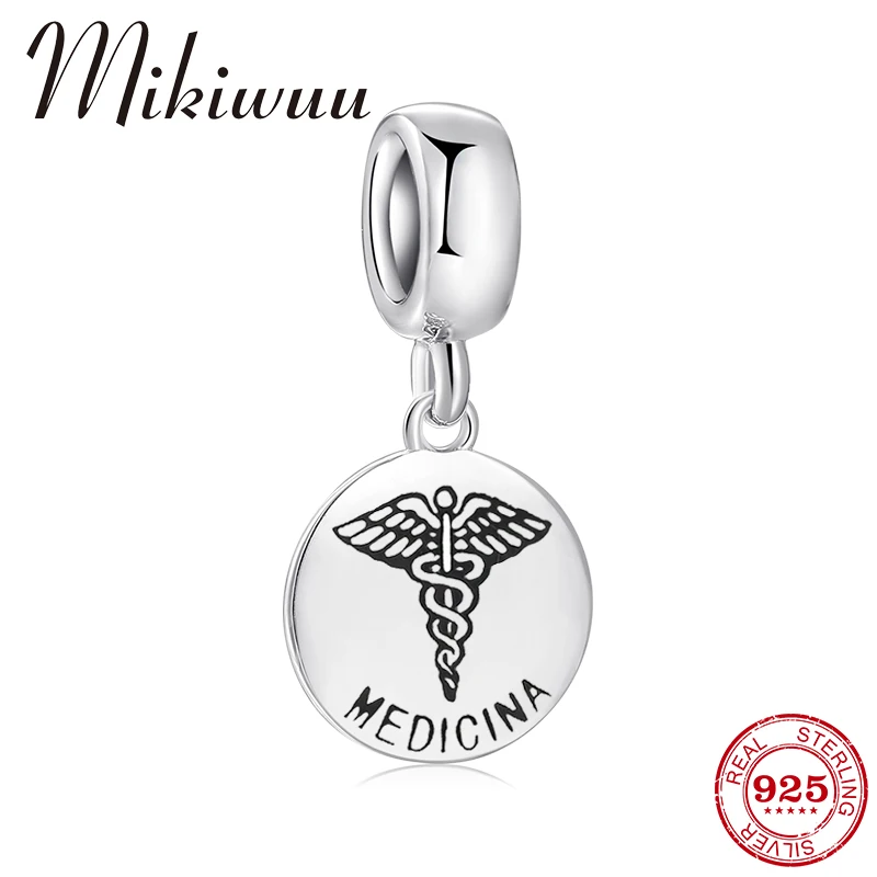 925 пробы Серебряный медицинский знак с буквами изящные подвески бусины подходят