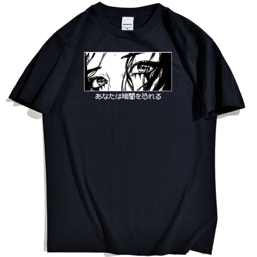 

2021 Summer Men's T-shirt Cool Eyes Black and White Illustration Printed Pattern Comfortable Hip Hop Fashion Street Trend Top