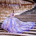 Фиолетовые платья с открытыми плечами и бусинами для Quinceanera, бальное платье, милые платья принцессы на 16 лет для 15 лет, платья на 15 лет