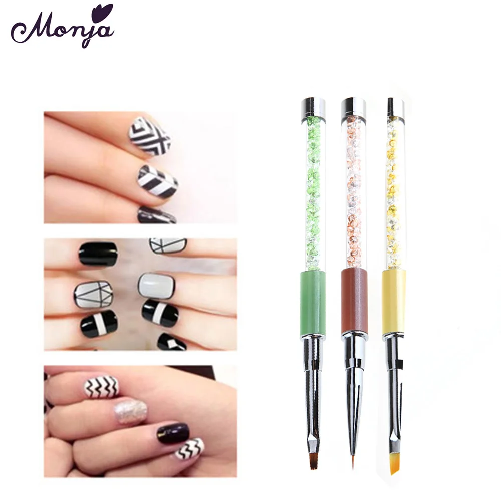 Дизайн ногтей ручка с кисточкой стразы алмазными металлическими акриловая