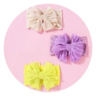 Мягкие шифоновые тканевые нейлоновые повязки на голову для девочек, повязка на голову с узлом и бантом, головной убор, Детская чалма-повязка, аксессуары для волос для маленьких девочек