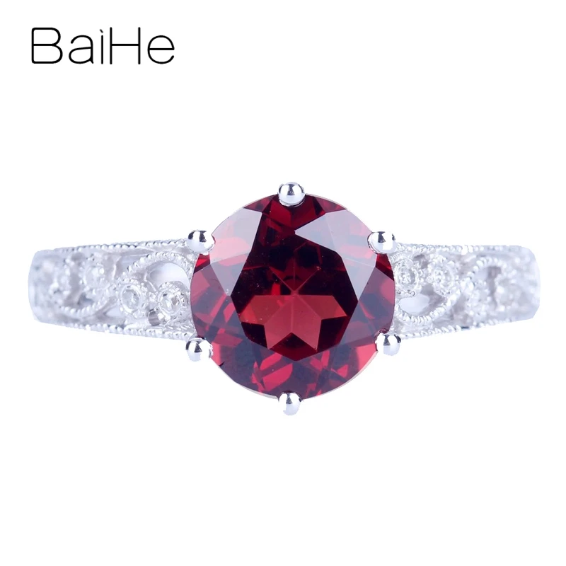 BAIHE однотонное 14K белое золото 2.117ct красное круглое Гранатовое безупречное