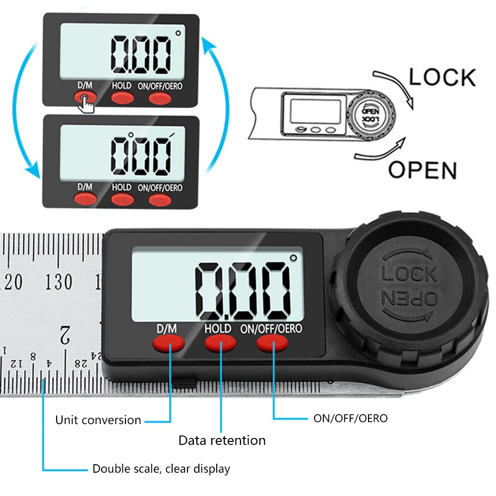Угломер 200-500 мм из нержавеющей стали цифровой угломер электронный Гониометр