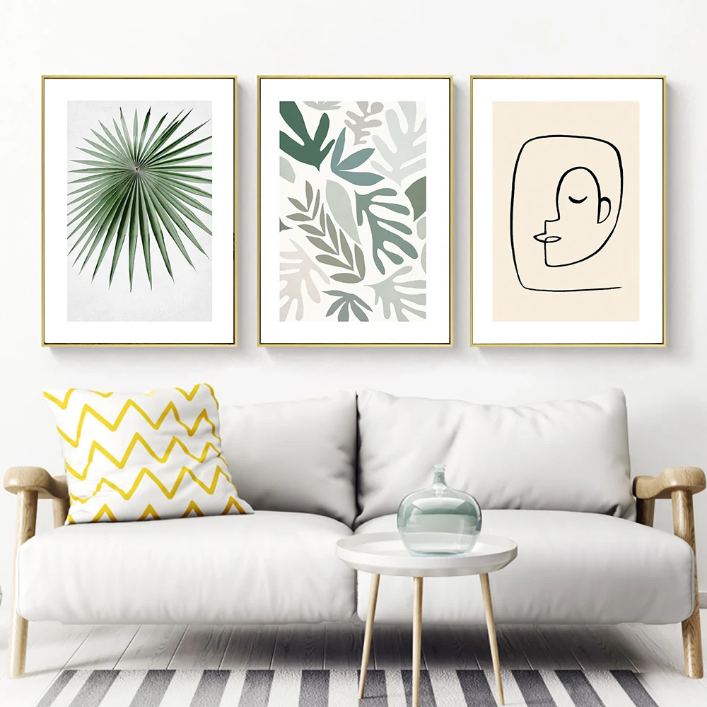 

Nordic Abstract Line Posters Green Jungle Printing Picture Wall Art Canvas Painting Wall Pictures for Living Room Home Decor