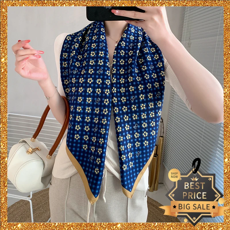 

2021 осенний женский шарф с принтом 90 см, квадратная Пашмина, саржевый шелк, Дамский платок, роскошные шарфы, модные шали и палантины