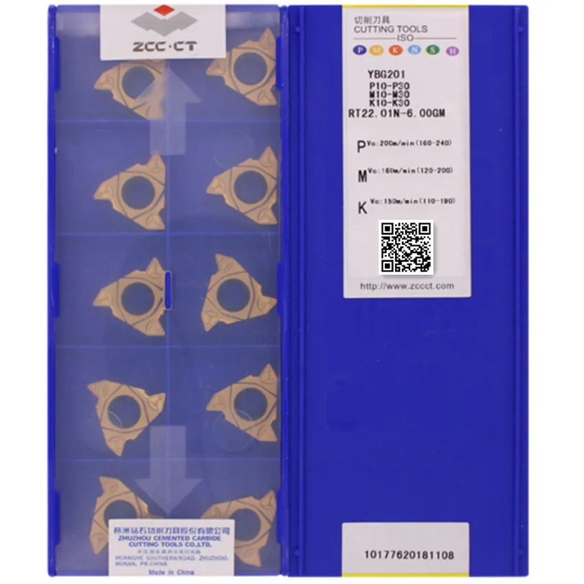 

ZCC.CT RT22.01N-5.50GM YBG201/RT22.01N-6.00GM YBG201/RT22.01W-5.50GM YBG201/RT22.01W-6.00GM YBG201 carbide inserts 10PCS/BOX