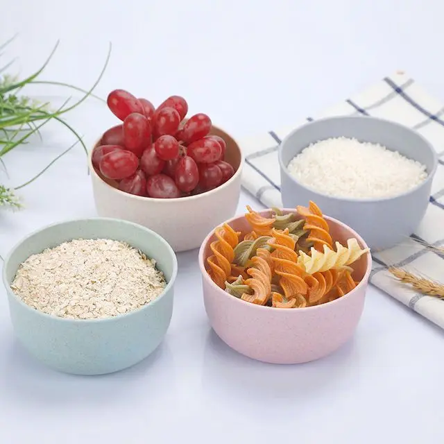 

4pcs/Set Wheat Straw Bowl Food Bowls Environmental Noodle Rice Protection Household Eco-friendly Salad Bowl Tableware