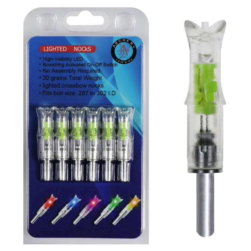 

4.2mm 5.3mm 6.2mm Finger Turn Off Toolless Automatically Lighted Nocks Tail for Arrow Bow 6pcs/pack