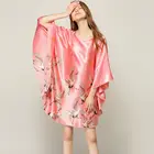 Женская ночная рубашка размера плюс 5XL 6XL, спальное платье, винтажная шелковая ночная рубашка с журавлем, женское нижнее белье, одежда для сна, женский свободный топ для сна