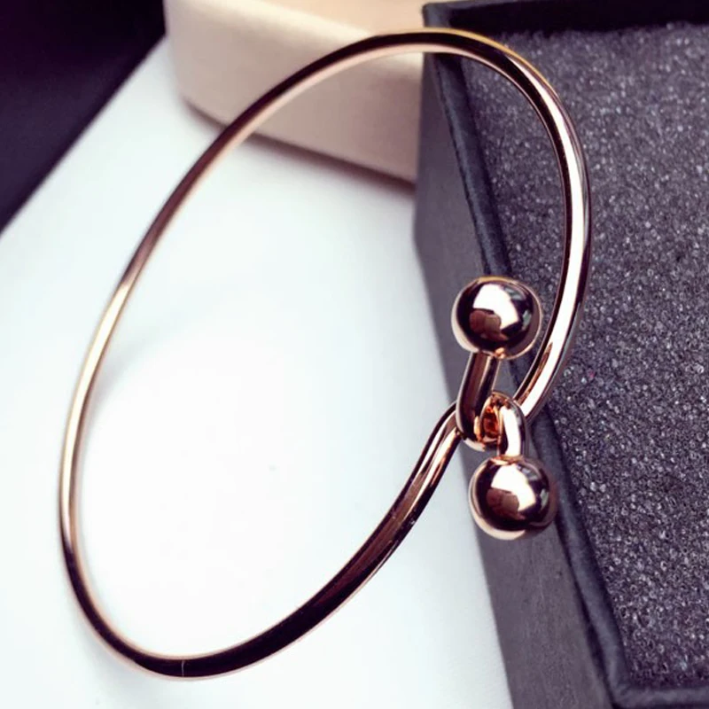 Лидер продаж женские классические гладкие браслеты розового золота/серебра